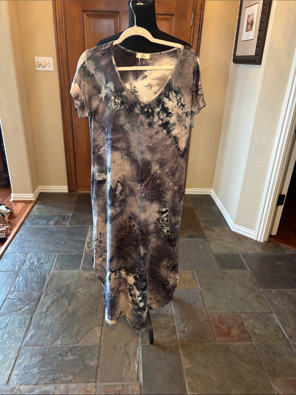 Entro Tie-Dye Maxi Dress in tones of Gray and White